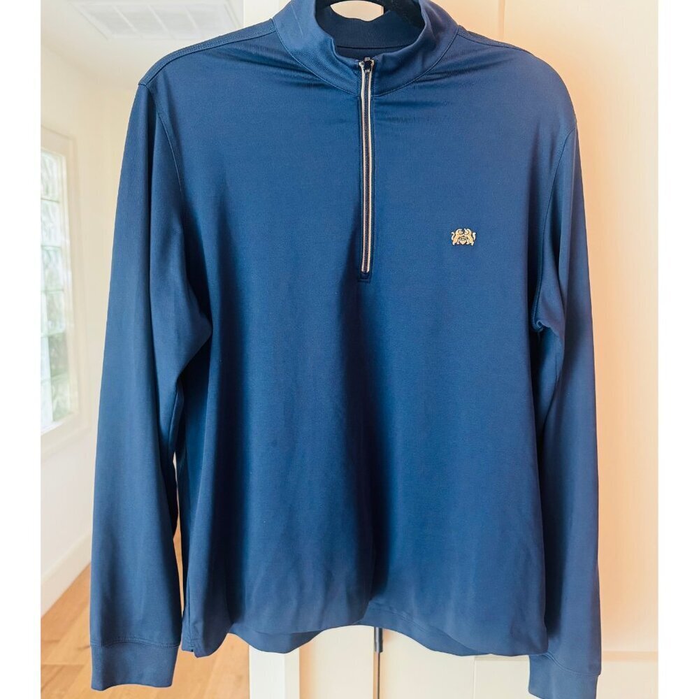 Tourney Golf 1/4 Zip Pullover ⛳️ Navy Blue M Gold Crest | Performance Stretch